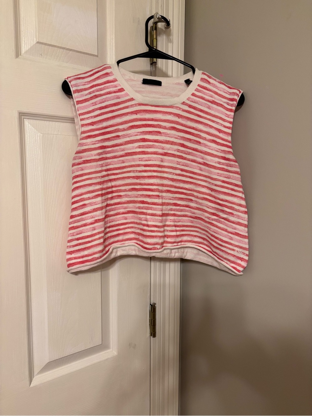 ATM Anthony Thomas Melillo Pink and White Striped Sleeveless Tank Size XL